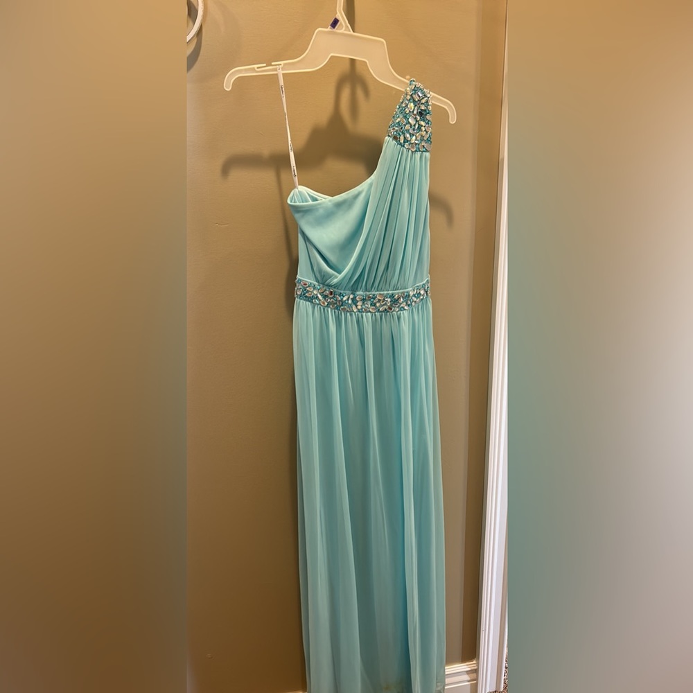Light Blue Speeckless Rhinestone Prom Dress